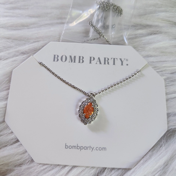NWT Bomb Party Light Carnelian Ice Crystal .925 Sterling Silver 18" Necklace - Picture 5 of 6